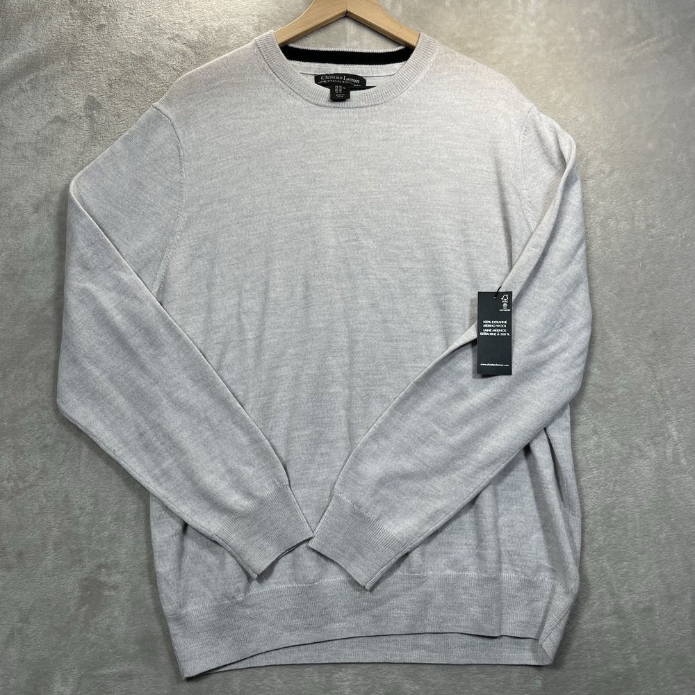 Christian Lacroix Sweater XL Mens 100% Merino Wool Quiet Luxury Minimalist NEW - Picture 1 of 6